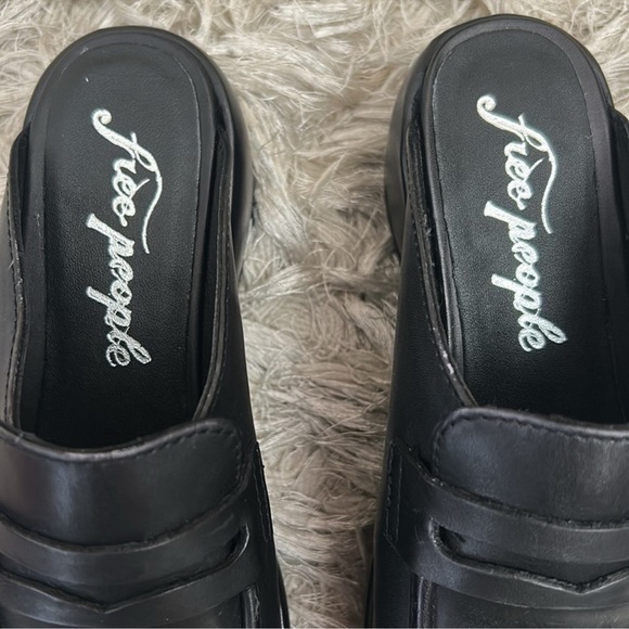 NWOB Free People Winston Black Leather
Platform Loafers Mules size 36 US 6 - Picture 10 of 15